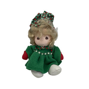 Applause Precious Moments LITTLE GIRL GREEN HOLIDAY DRESS 8" Plush Doll